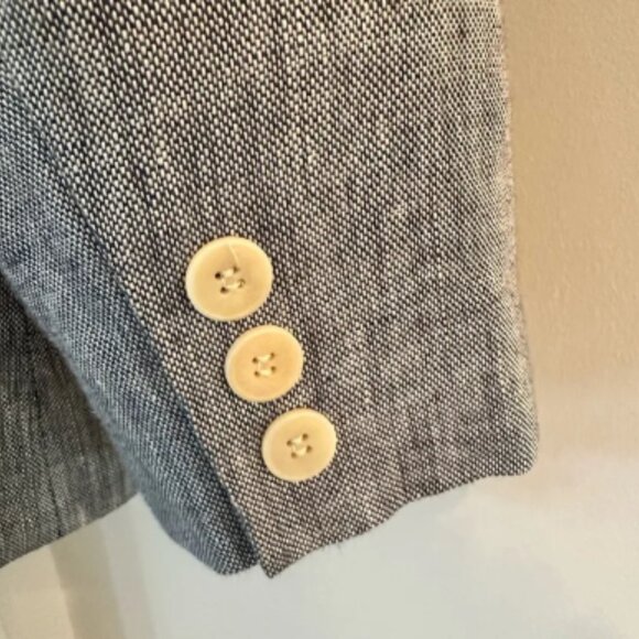 TALBOTS 100% IRISH LINEN BLUE BLAZER CLASSIC LINED 3 BUTTON CARREER , SZ 12 - Picture 3 of 6